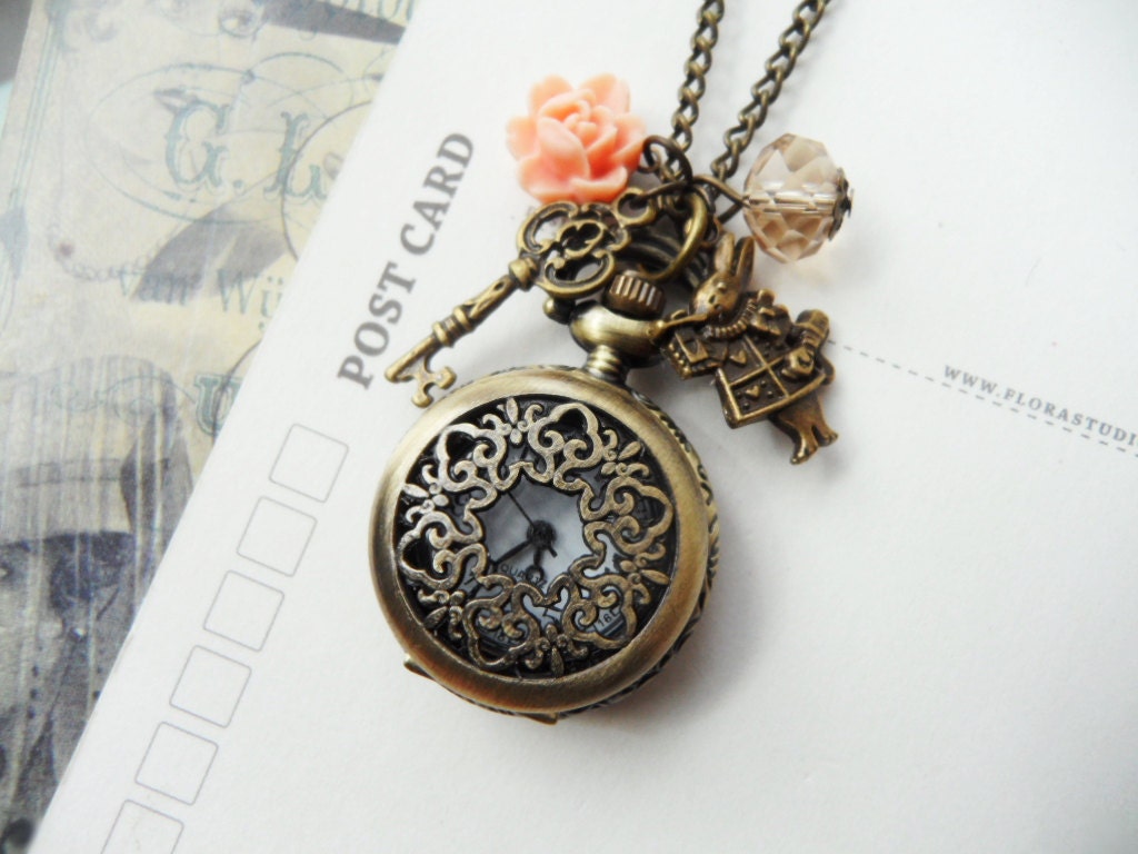 Alice in Wonderland Pocket Watch Necklace