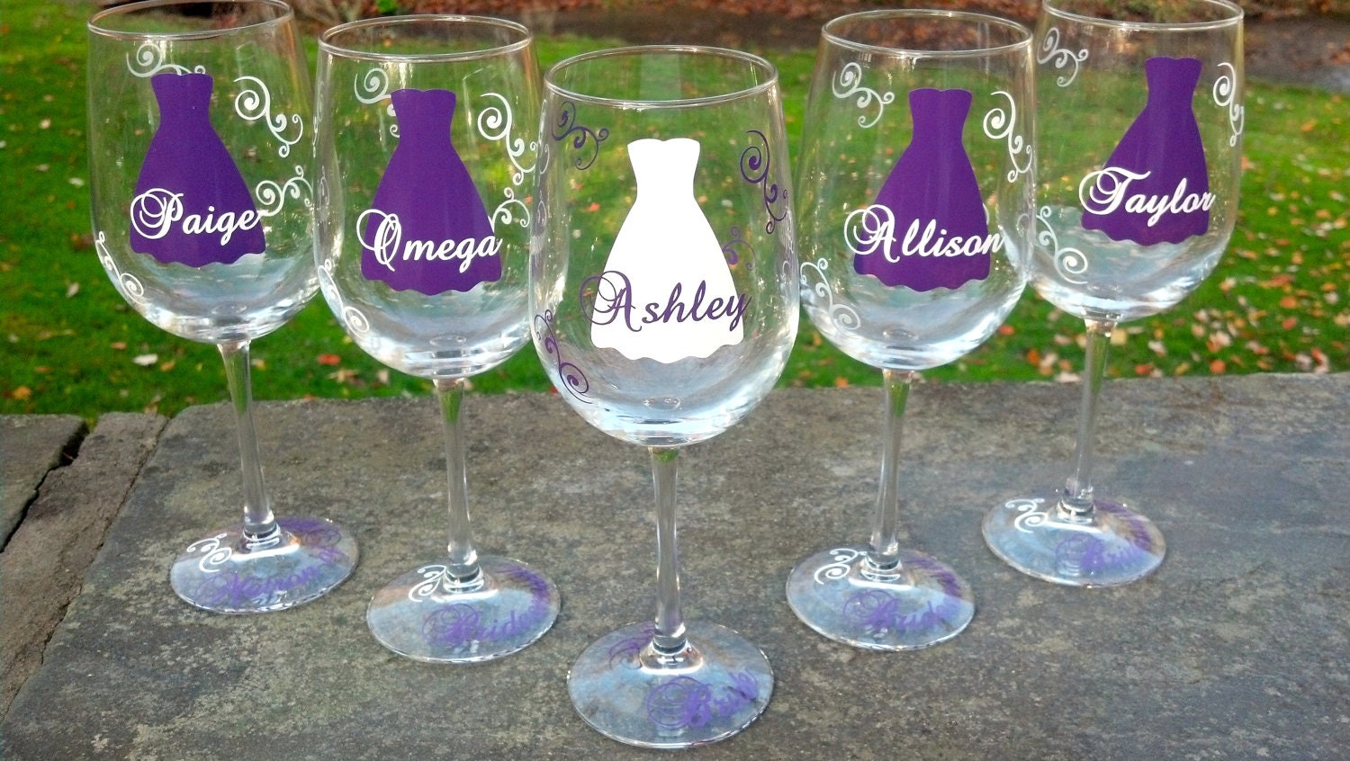Bridesmaid gift idea wine glass Includes name by WaterfallDesigns