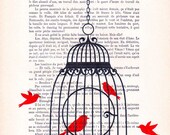 prints posters Acrylic paintings Illustration Original Drawing Giclee Mixed Media Art digital typography: Holding a birdcage