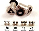 Tri Force 316L Surgical Steel Plugs - Single Flared - 8g (3mm) 6g (4mm) 4g (5mm) 2g (6mm) Triforce Metal Ear Gauges
