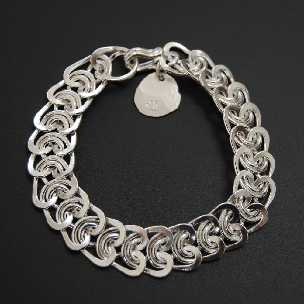 Handwoven fine silver bracelet, 6.5in long
