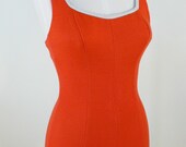 1950's Tomato Red Knit Rose Marie Reid