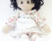 Handmade Rag Doll, 18 inch muslin, cloth doll, ragdoll, latino, ethnic, black curly hair NF202