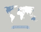 Custom Family Travel World Map Art Print / 8x10 Digital Print / Personalized Heritage Map / Wall Art Poster