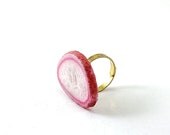 Agate ring - pink druzy ring adjustable ring drusy geode stone handmade crystal jewelry