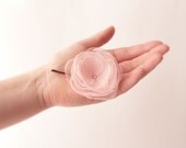 Light pink organza flower barrette with Swarovski Romantic hair accessories LIMITED EDITION by Jye, Hand-made in France