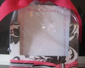 Fruit of the Spirit Notepaper in Stylish Galvanized Holder - Hot Pink and Black