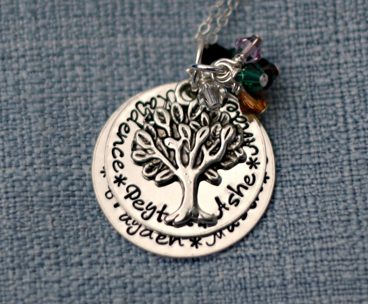 Personalized Necklace - Grandmother Necklace - Mother Jewelry - Family Tree Necklace - Hand Stamped Necklace - Mothers Day Gift