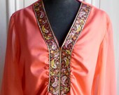 Vintage 70s Maxi Gown with Butterfly Sleeves-L