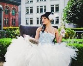 SAMPLE SALE Blue Wedding Dress Blue Vintage Lace Tulle Skirt Mermaid Style Dress