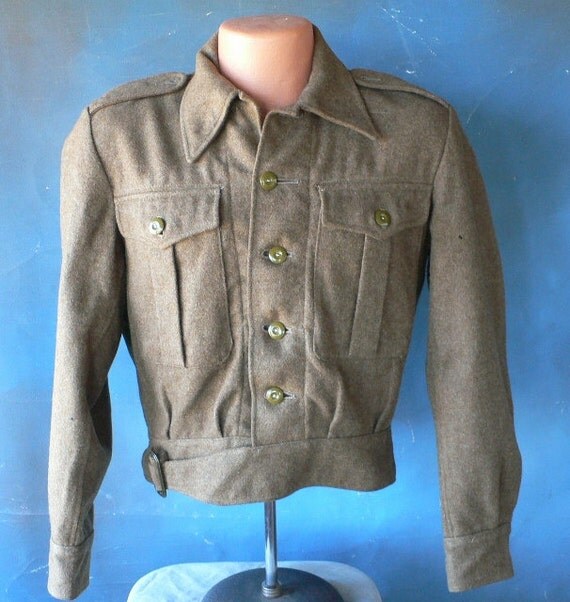 vintage military jacket Eisenhower style waist by dizhasneatstuff