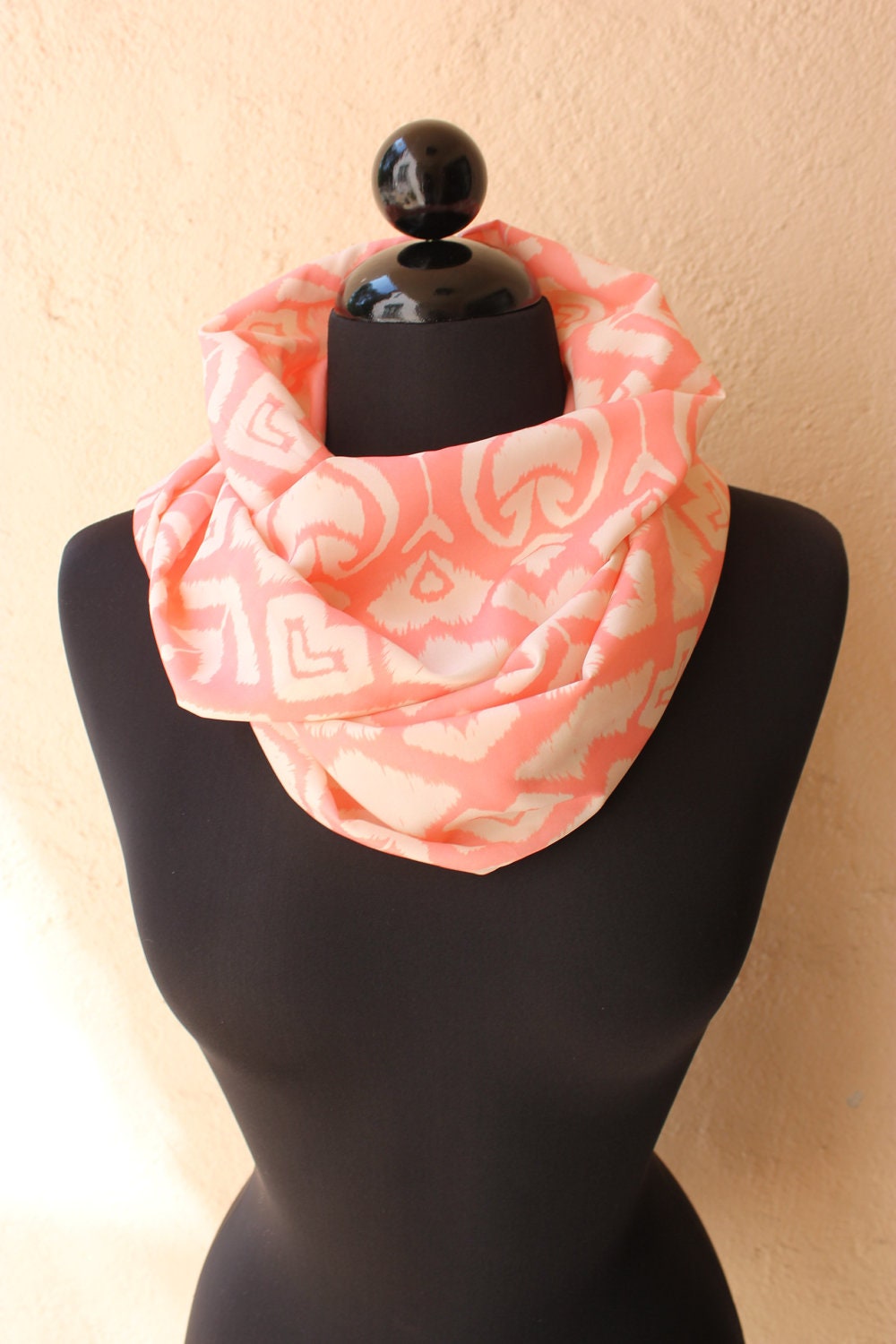 SALE- Ikat infinity circle scarf- Pink