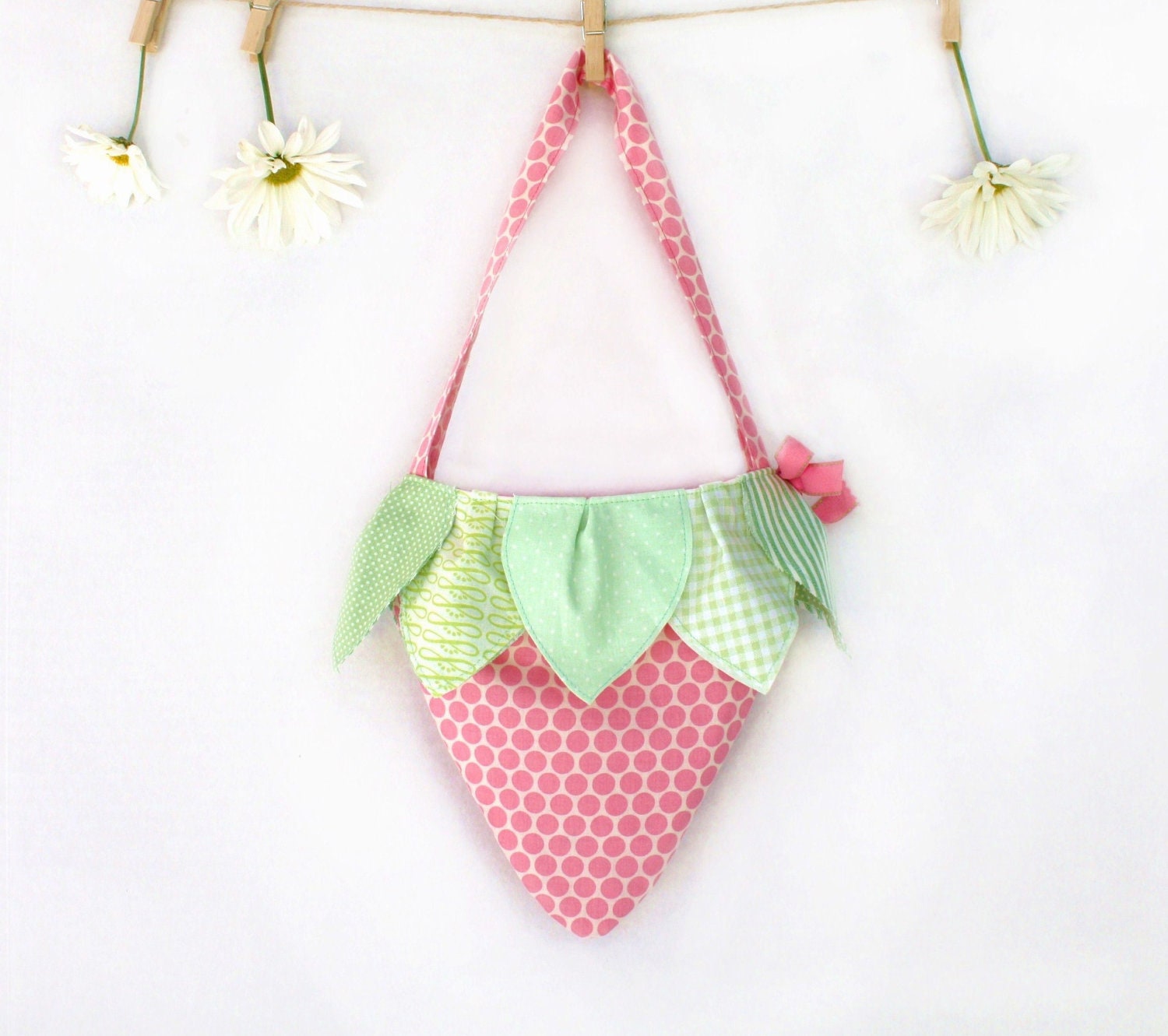 Strawberry -As Seen in Vogue Bambini, Girls Tote, Children's Accessories, Pink, Purse, Little Girls Bag, Handbag,  Polka Dot,  Kids