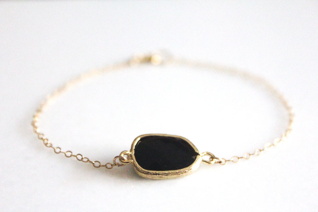 Onyx & Gold Glass Bracelet