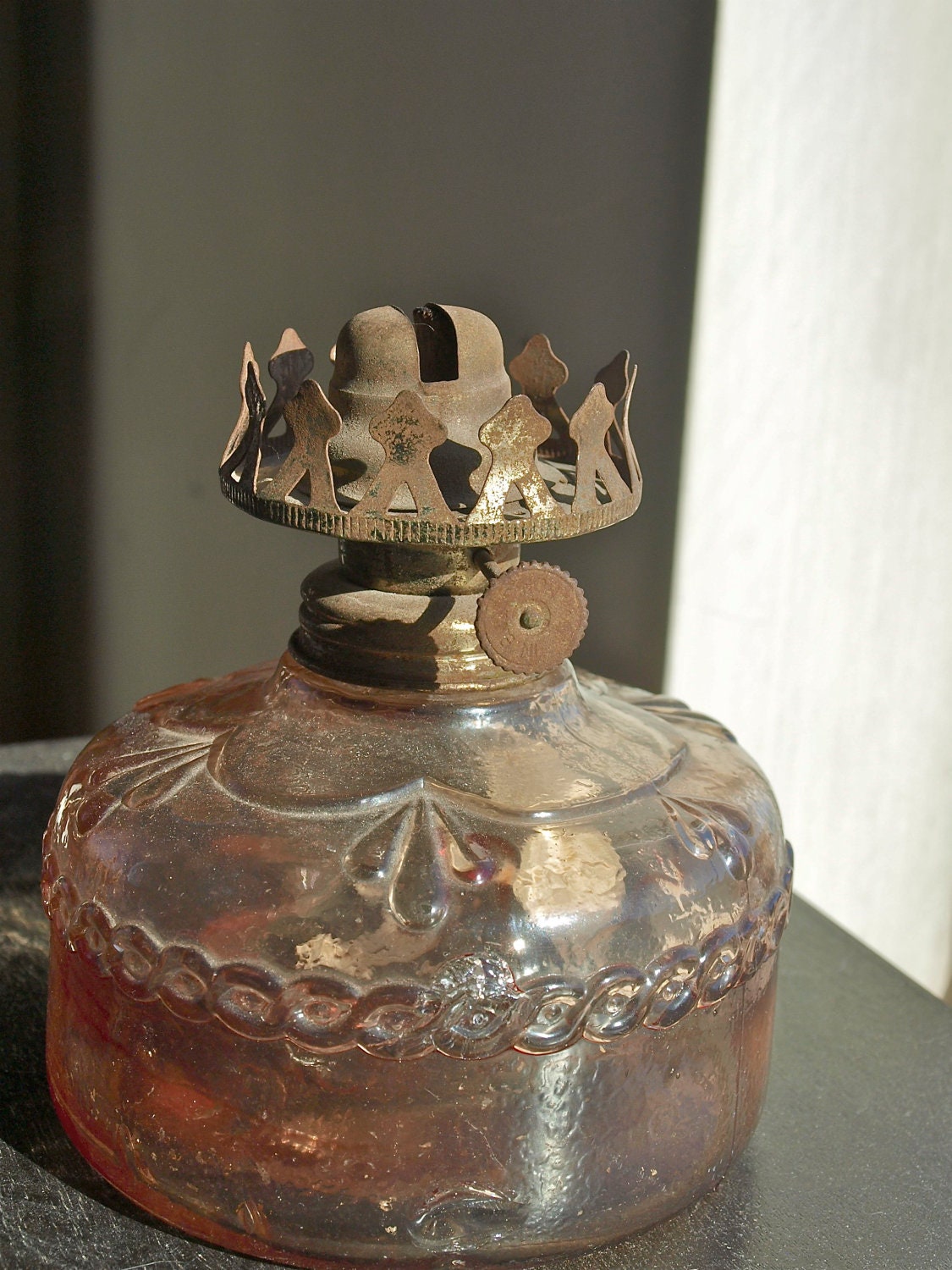 Vintage Eagle Kerosene Oil Lamp Base and Detailed Brass Fitting / Lamp Burner