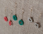 Kachin Earrings (Dainty Dangle Hoops in Coral, Jade or White Gold, by Nang)