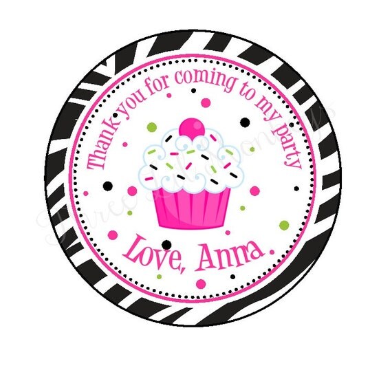 Zebra Cupcake Stickers/Tags-Green Il_570xn
