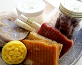 Customizable All Natural Delux Spa Set - Soaps, salts, scrubs, lotion, lip balms & pedi soap - FREE SHIPPING
