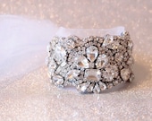 Rhinestone and Crystal Tulle Petite Cuff with Tulle Tie or Clasp Your Choice