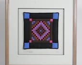 Vintage Framed Amish Quilt Block "Sunshine & Shadows" By The Amish Heritage Collection circa 1993 (no 30021).  SALE