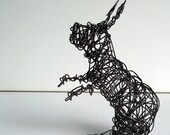 Unique Wire Animal Sculpture - SITTING BUNNY - Free USA Shipping