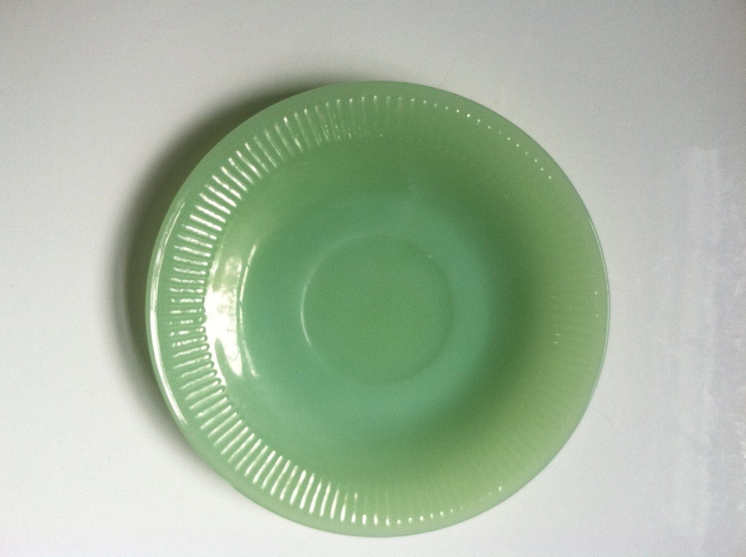 Items similar to Vintage Jadeite Green Ribbed Saucer Plate by Fire King