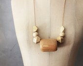 OLD SOUL - Wood pendant // leather cord // adjustable // geometric beads // tribal // handmade // statement everyday // natural // artisan