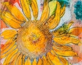 Mixed Media Flower Drawing - Sunflower