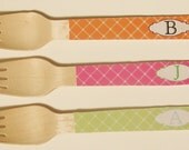 Criss Cross Monogram Wooden Forks or Spoons - Set of 20 Il_170x135