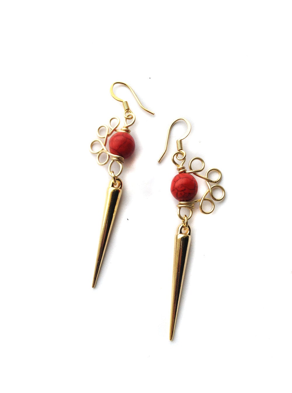 Scarlet Scallop Spike Earrings