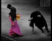 Goyesca - Signed photo 8 x 8 - BOGO sale - corrida bullfighting gray light shadow bull matador torero folklore