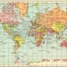Vintage Map World Globe Earth Original 1950