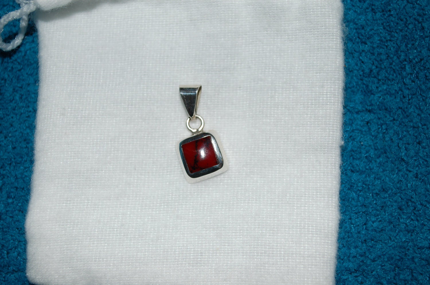 925 Silver Red Coral Necklace Pendant