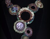 Bubbles Bead Embroidery Statement Necklace