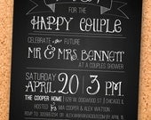 rustic chalkboard couples wedding shower invitation custom printable-- digital file 5x7
