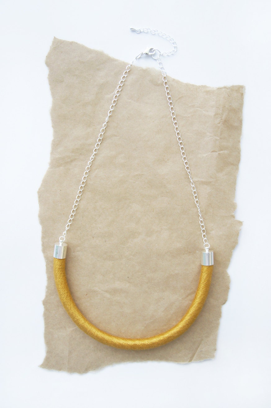 Cotton Wrapped Rope Necklace - Gold