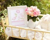 Pink Bird Nursery, Flowers, Pottery Barn Hayley, baby girl Wall Art Print, Penelope bedding, nursery decor, baby 8x10 print, Ava's Garden