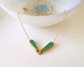Dragonfly In Grass Necklace // green and gold mid century jewelry // LilahV