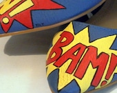 Hand Painted Comic 'Pow-Bam' Flat Shoes Size 8