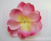 Pink Magnolia Hair Flower with French Veiling Bow - Fascinator Hair Clip