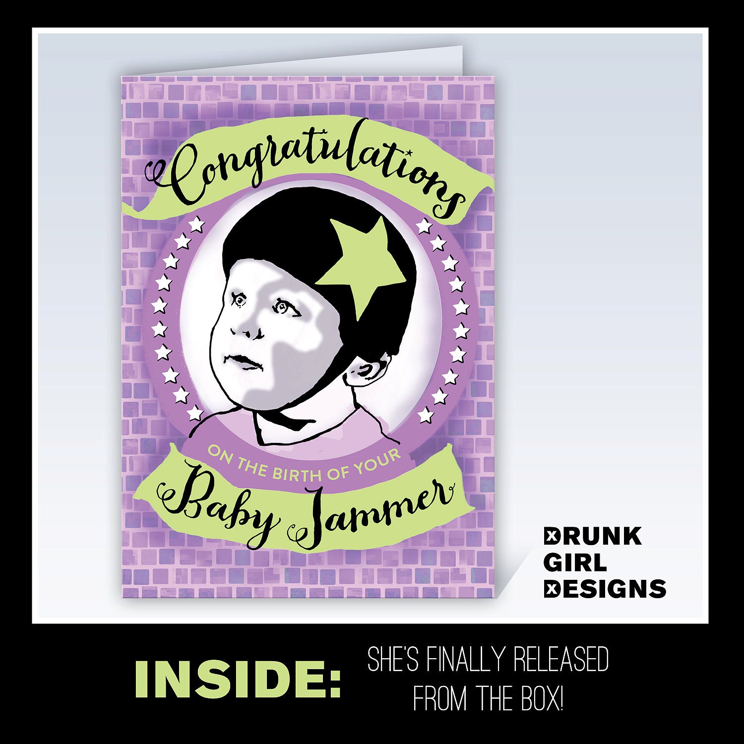 Congratulations on the birth of your baby jammer - 5x7 Roller Derby Greeting Card