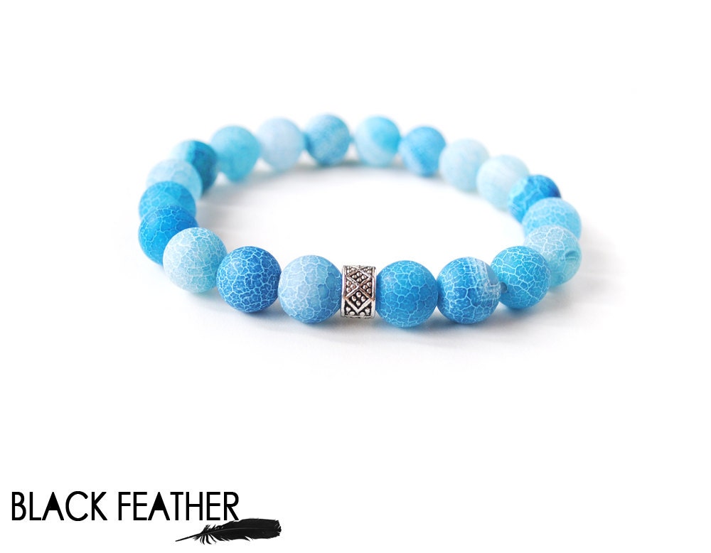 Mens Bracelet Blue Agate