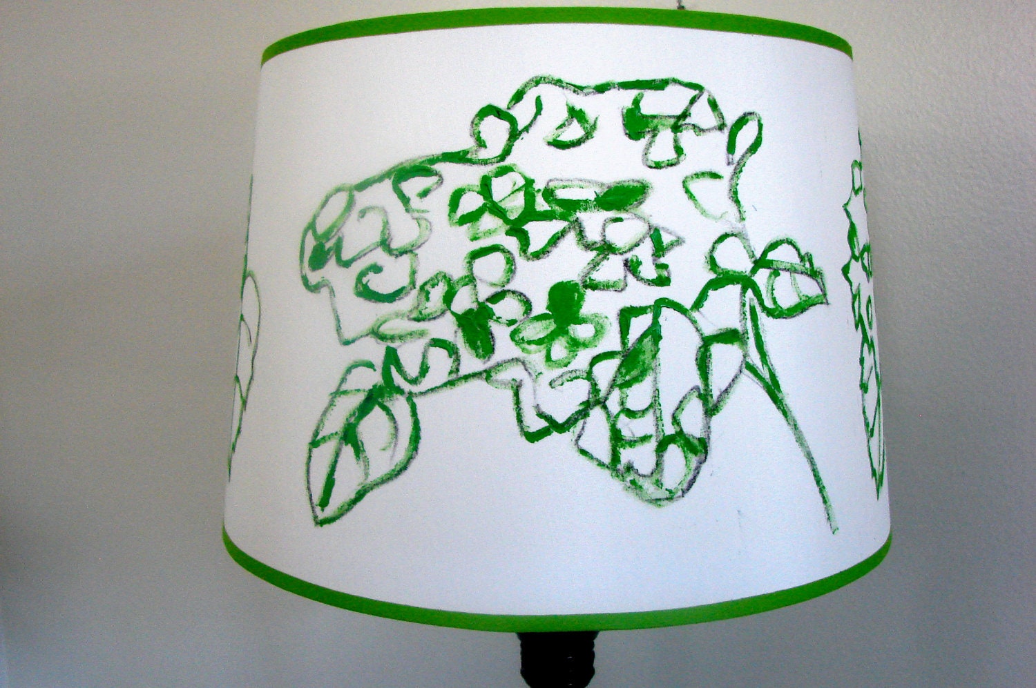 Hand painted Lamp Shade Hydrangea Medium Drum Shade by Mary Gaspar