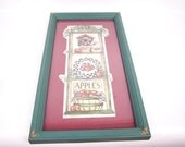 Vintage Apple Wall Decor Home Interiors Gifts Wall Hanging Picture Green Maroon Frame Glass