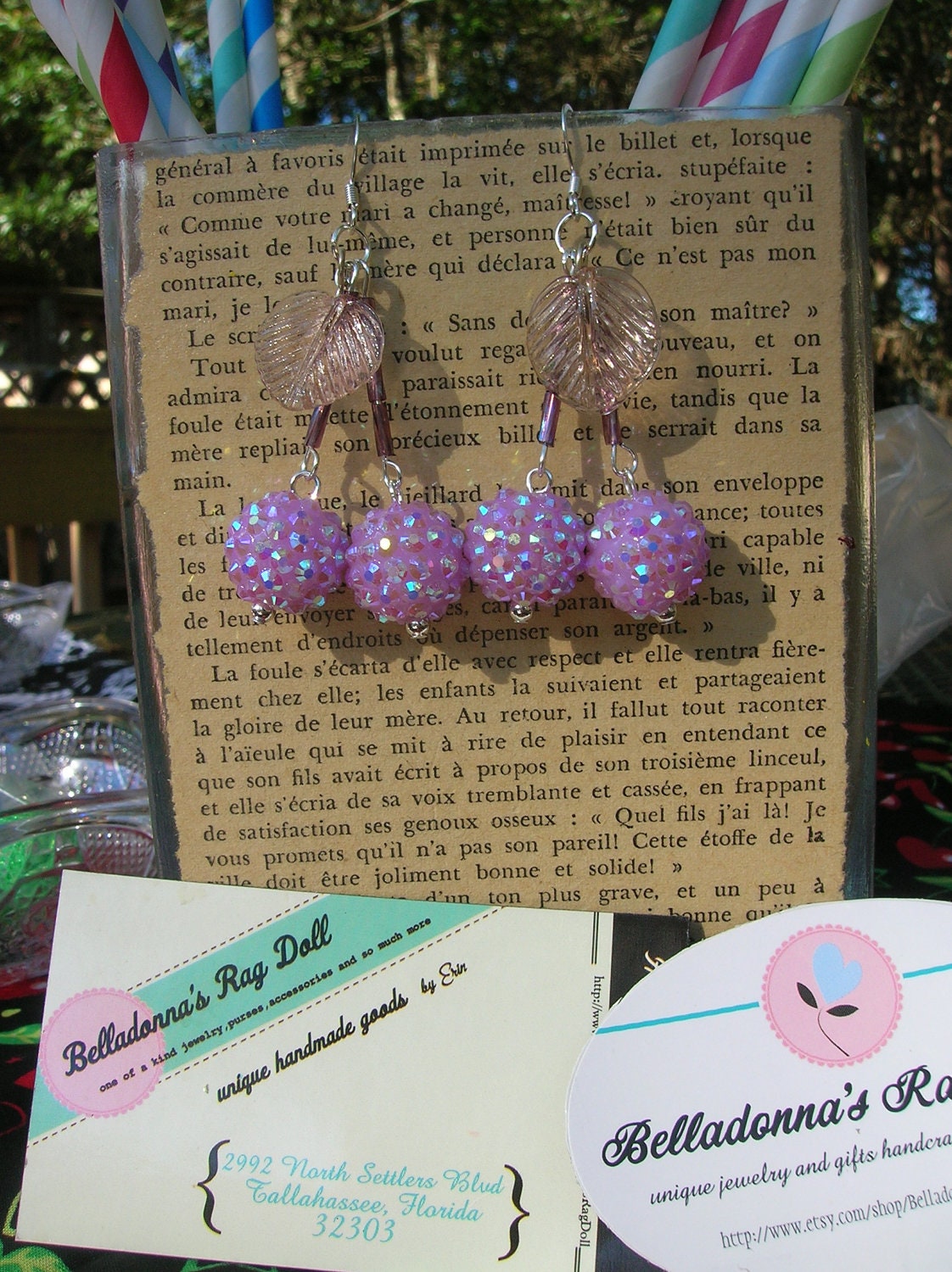glittering lilac cherries, Pin Up Girl earrings, offbeat bride, rockabilly, kitschy retro cherry jewelry
