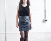 80s blue leather skirt small