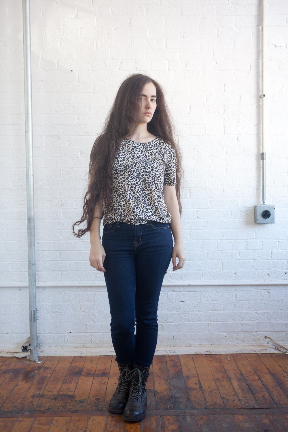 90s leopard print Tshirt medium