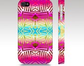 Colorful tribal iPhone case, iPhone 4s case, iPhone 5 case, tribal aztec ethnic pattern design, ombre pink purple neon, art for your phone
