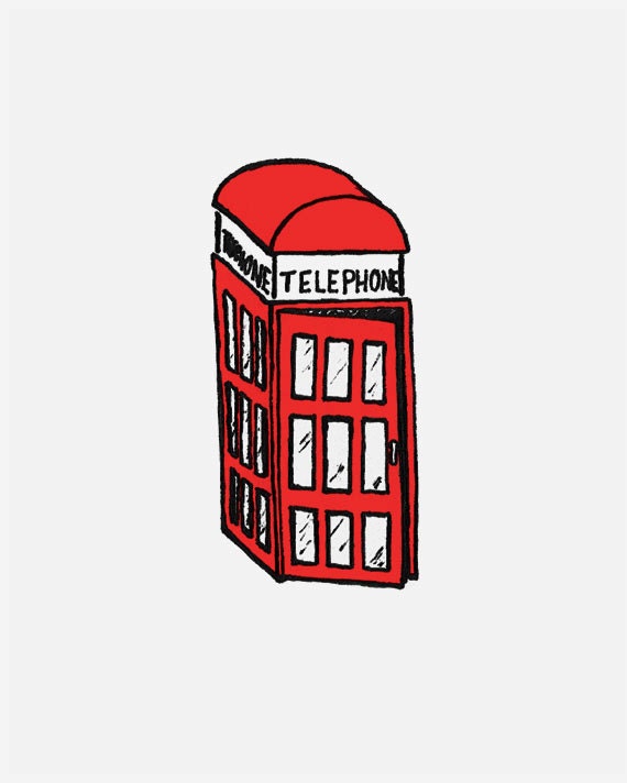 British Style Phone Booth 5 x 7 Art Print
