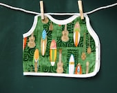 Guitar and Surfboard Bib Green Hawaiian Print Baby and Toddler Boy